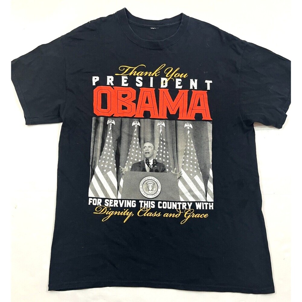 President Obama T-Shirt Mens L Black Graphic Political Commemorative Tee